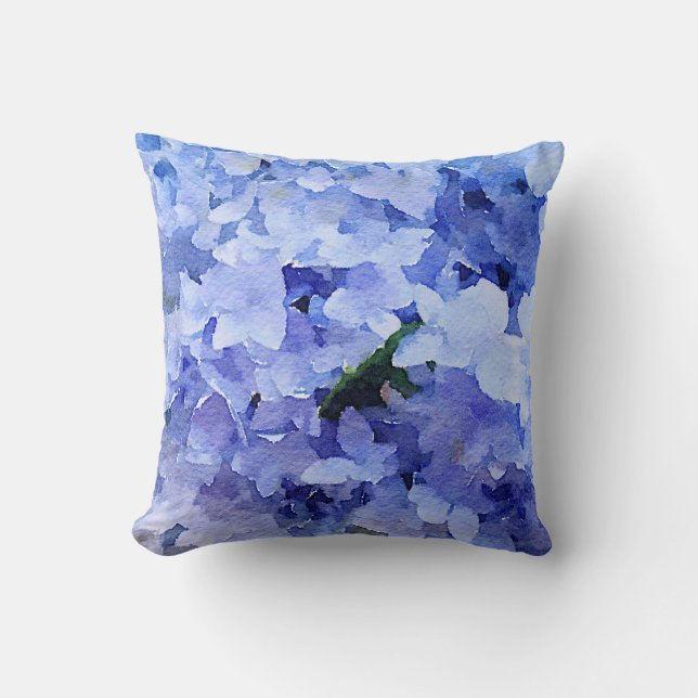 Vacker blå hortensia kastkudde. kudde (Framsida)