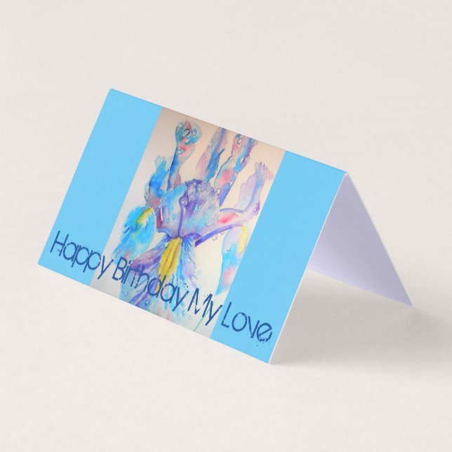 Vacker blå irismålning Kärlek-födelsedagskort Kort (Framsida)