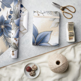 Vacker blå jul, Berries, Blommigt Presentpapper