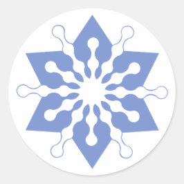 Vacker blå julstjärna snöflinga runt klistermärke