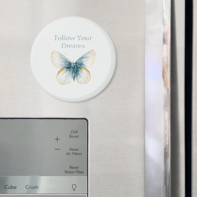Vacker Blå Kräm Fjäril Magnet (In Situ (Fridge))