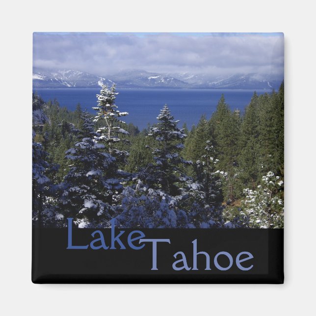 Vacker blå Lake Tahoe torg Magnet (Framsidan)