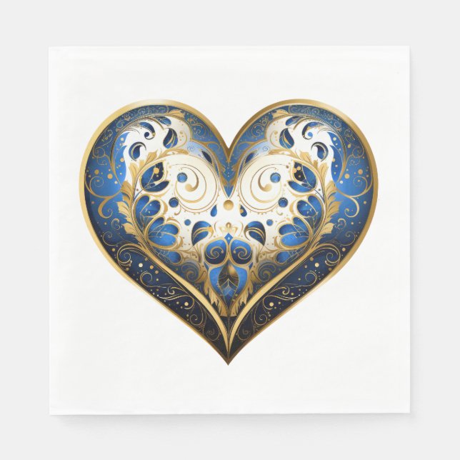 VACKER BLÅ OCH GULD HELG HANUKKA-TEMA PAPPERSSERVETT (Framsidan)