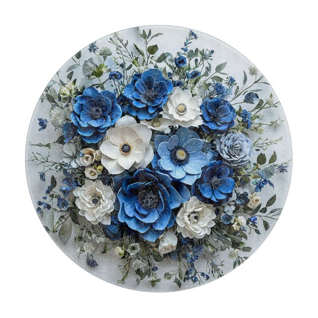 Vacker blå och vit blomsterarrangemang (Framsidan)