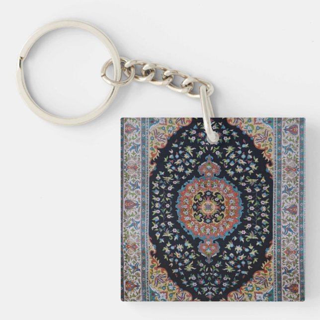 Vacker blå orientalisk antikt kilim-mattor (Framsidan)