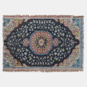 Vacker blå orientalisk antikt kilim-mattor filt