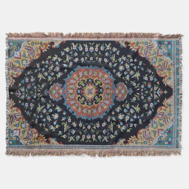 Vacker blå orientalisk antikt kilim-mattor filt (Framsidan)