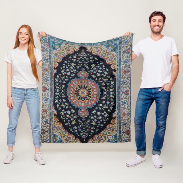Vacker blå orientalisk antikt kilim-mattor fleecefilt (På plats)