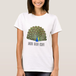 Vacker blå påfågel fågel t shirt