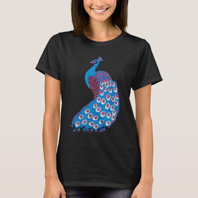 Vacker blå påfågel t shirt (Framsida)