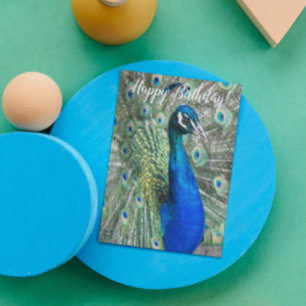 Vacker blå peacock Photo Birthday Kort