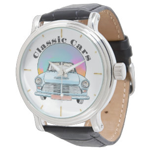 Vacker blå Retro Classic-bil Armbandsur