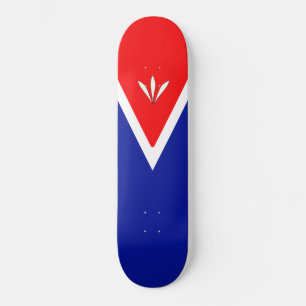 Vacker blå röd & vit mini skateboard bräda 18,5 cm