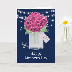 Vacker Blå Rosa Blommig Mors Dag Kort