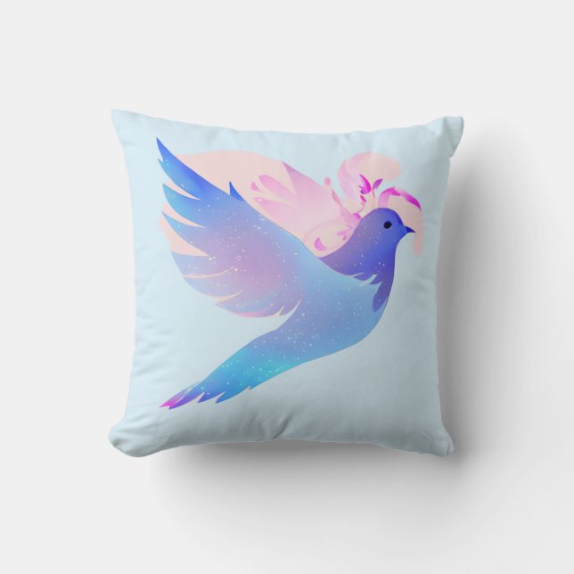 Vacker blå vattenfärgsduva kudde (Framsida)