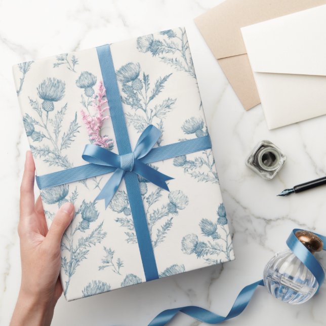Vacker Blå Vit Blommig Bröllop Presentpapper (Gifting)