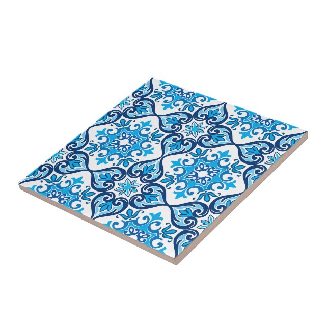 💙 🤍 Vacker blå - vita Azulejos X,  Kakelplatta (Sidan)