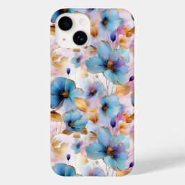 Vacker Blåa blommor Alcohol Bläck Pastel