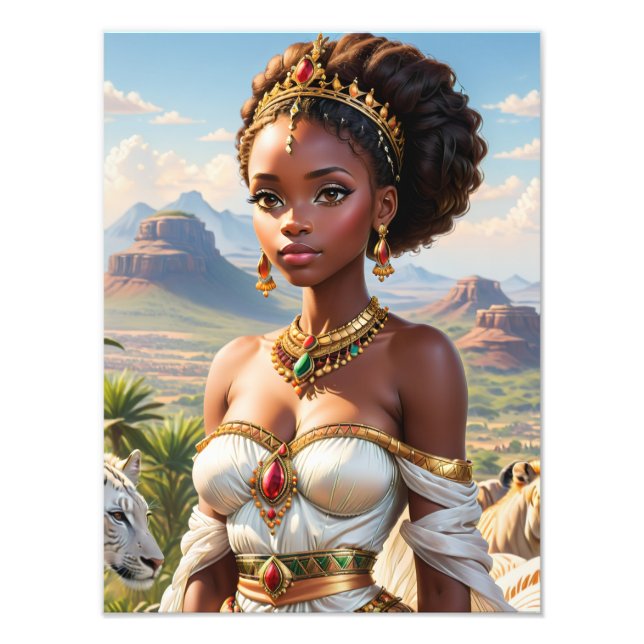 Vacker Black African Princess Fototryck (Framsidan)