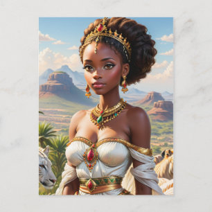 Vacker Black African Princess Vykort