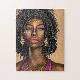 Vacker Black African Princess Woman Art Pussel