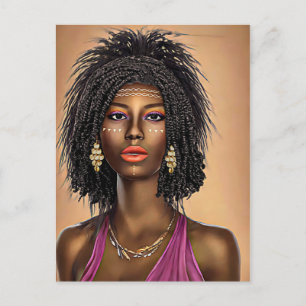 Vacker Black African Princess Woman Art Vykort