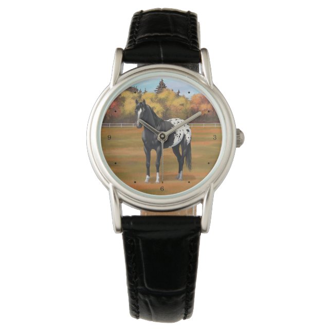 Vacker Black Appaloosa Quarter Horse Stallion Armbandsur (Framsida)