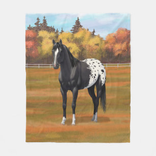 Vacker Black Appaloosa Quarter Horse Stallion Fleecefilt