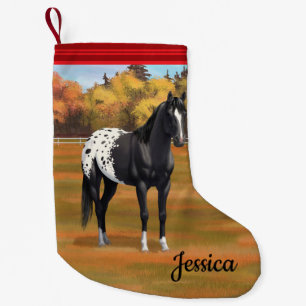 Vacker Black Appaloosa Quarter Horse Stallion Liten Julstrumpa