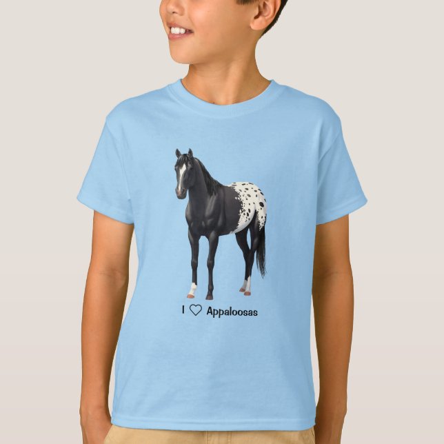 Vacker Black Appaloosa Quarter Horse Stallion Tee (Framsida)