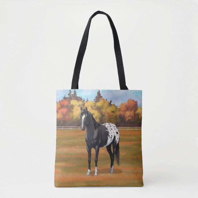 Vacker Black Appaloosa Quarter Horse Stallion Tygkasse (Framsida)