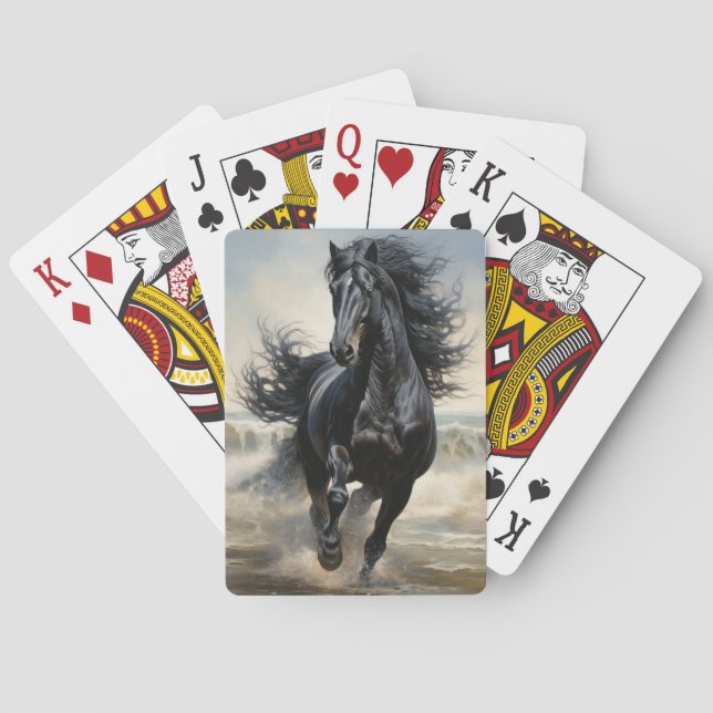 Vacker Black Equestrian Casinokort (Baksidan)