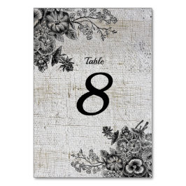 Vacker Black/Grått Flowers Bröllop Bord Bordsnummer