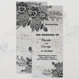 Vacker Black/Grått Flowers Bröllop Meddelande