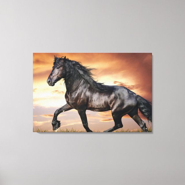 Vacker Black Horse Canvastryck (Framsida)