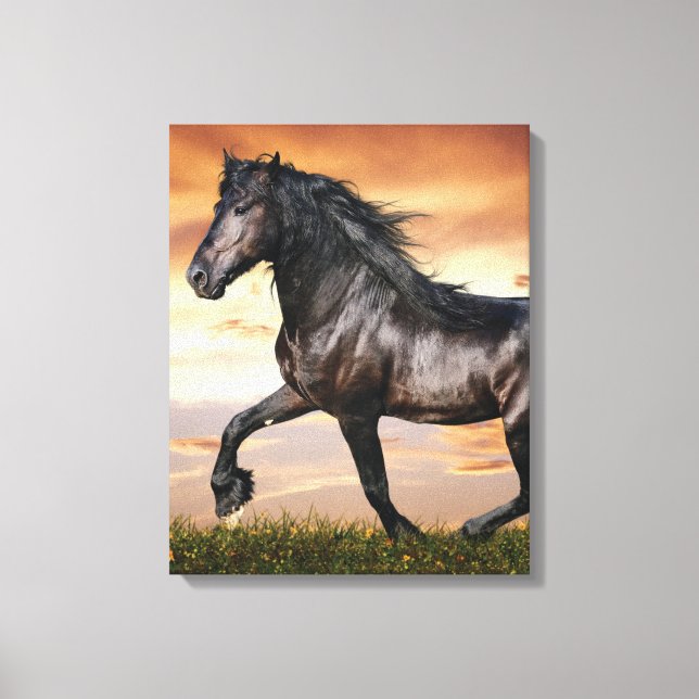 Vacker Black Horse Canvastryck (Framsida)