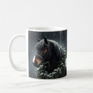 Vacker Black Horse Equestrian Animal Kärlek Kaffemugg