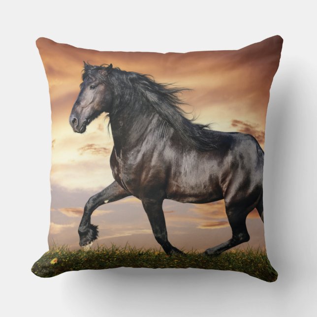 Vacker Black Horse Kudde (Framsida)