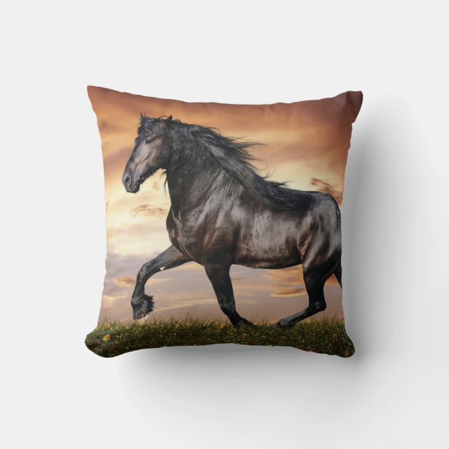 Vacker Black Horse Kudde (Framsida)