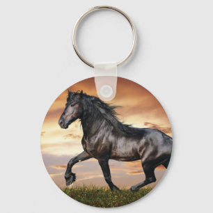 Vacker Black Horse Nyckelring