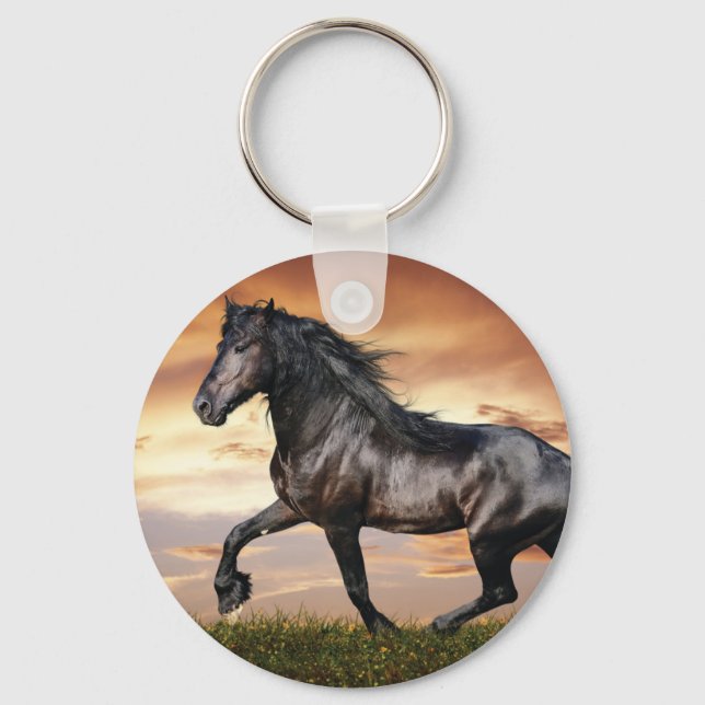 Vacker Black Horse Nyckelring (Framsida)