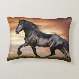 Vacker Black Horse Prydnadskudde