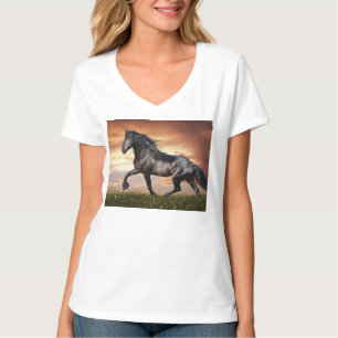 Vacker Black Horse T Shirt