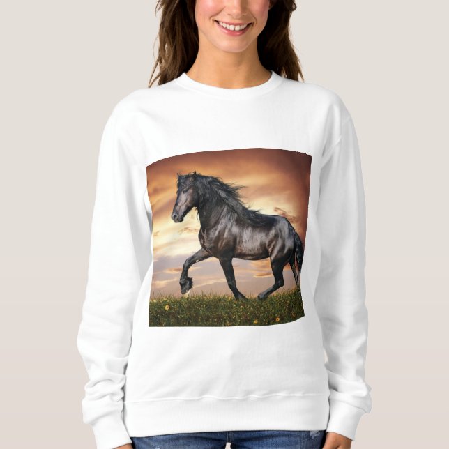 Vacker Black Horse T Shirt (Framsida)