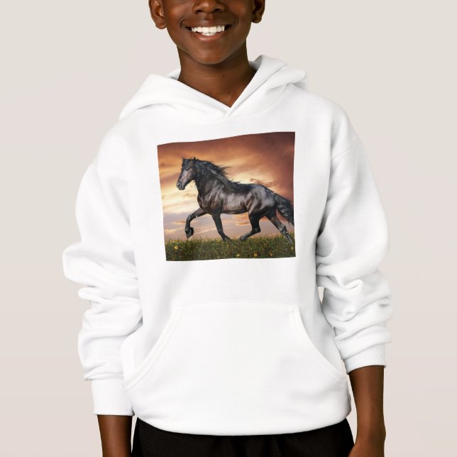 Vacker Black Horse T Shirt (Framsida)