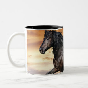 Vacker Black Horse Två-Tonad Mugg