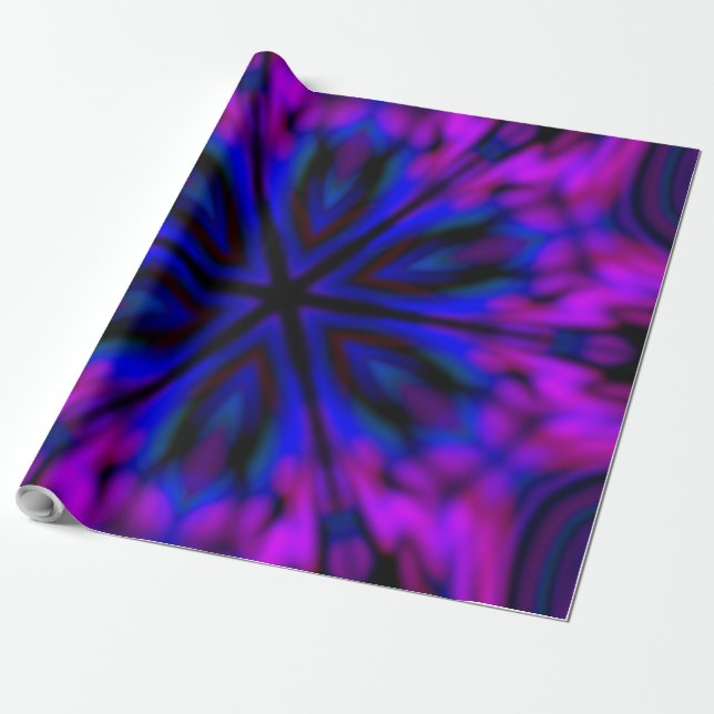 Vacker BLACK LILA ROSA BLUE MANDALA Presentpapper (Utrullad)