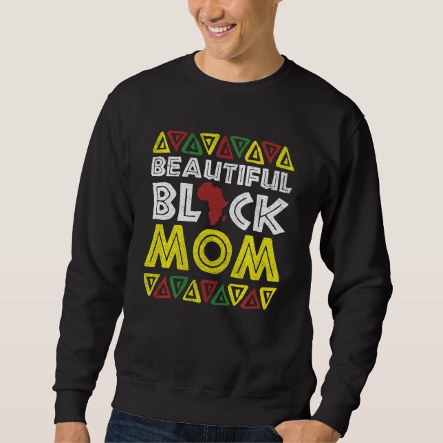Vacker Black Mamma Melanin Apparel Afro Black Lång Ärmad Tröja (Framsida)