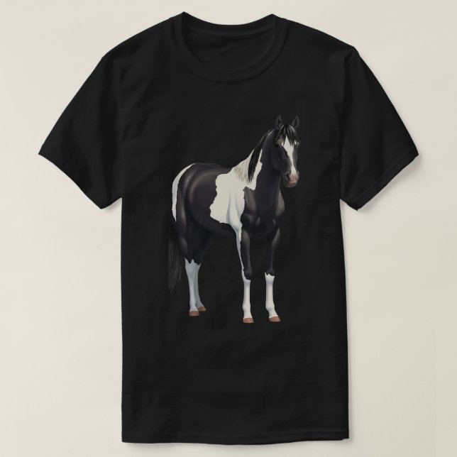 Vacker Black Pinto Paint Horse T-shirt (Design framsida)