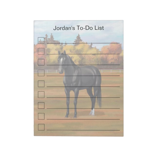 Vacker Black Quarter Horse Stallion Anteckningsblock (Roterad)